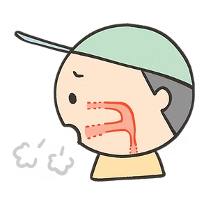 気道が狭くなり 呼吸に支障が出るのイメージ